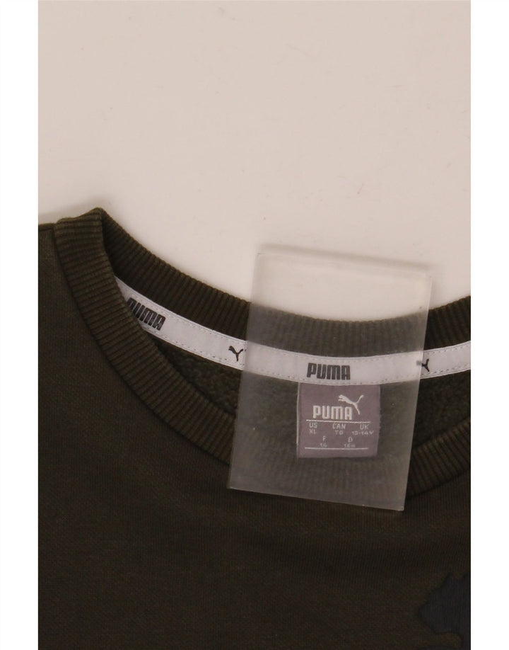 Puma Boys Graphic Sweatshirt Jumper 13-14 Years Khaki
