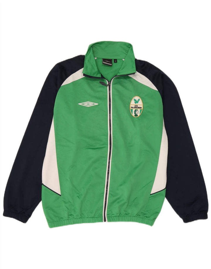 Umbro Mens Graphic Tracksuit Top Jacket Medium Green Colourblock Polyester