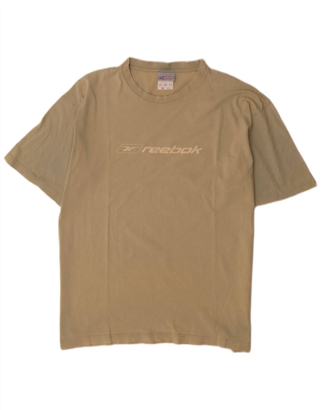 REEBOK Mens Graphic T-Shirt Top Medium Khaki Cotton