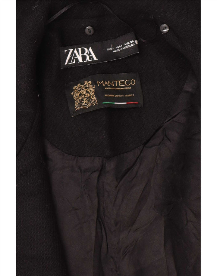 Zara Womens Open Overcoat UK 16 Large Black