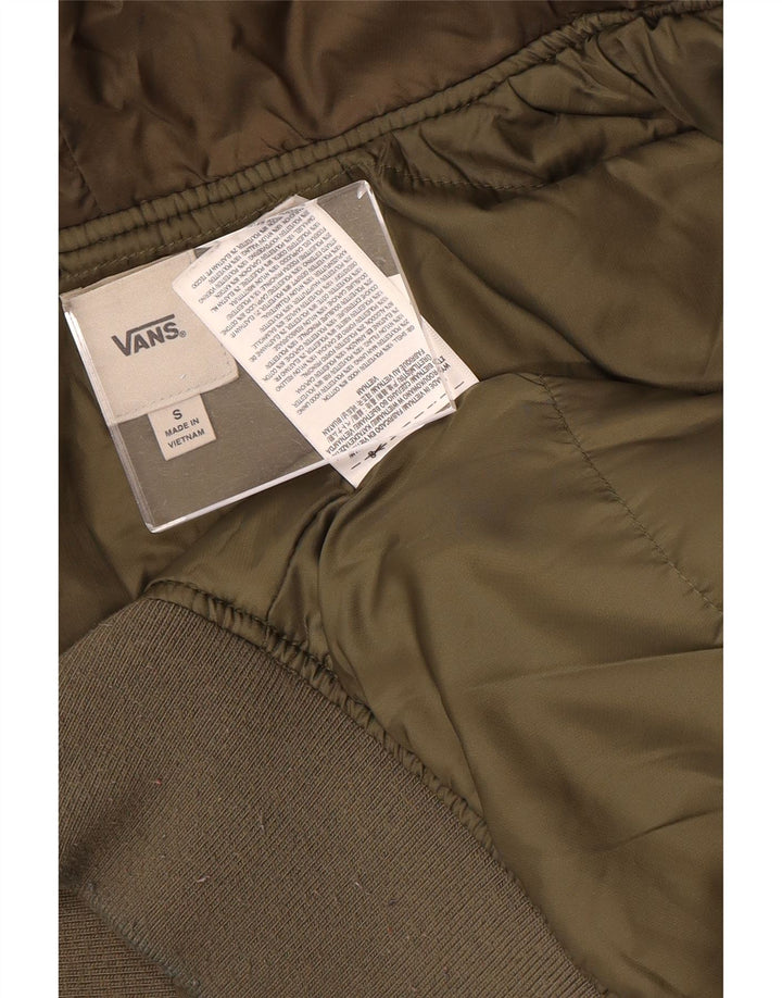 Vans Mens Hooded Bomber Jacket UK 36 Small Khaki Colourblock Polyester