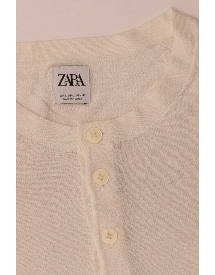 Zara Mens T-Shirt Top Large White Viscose