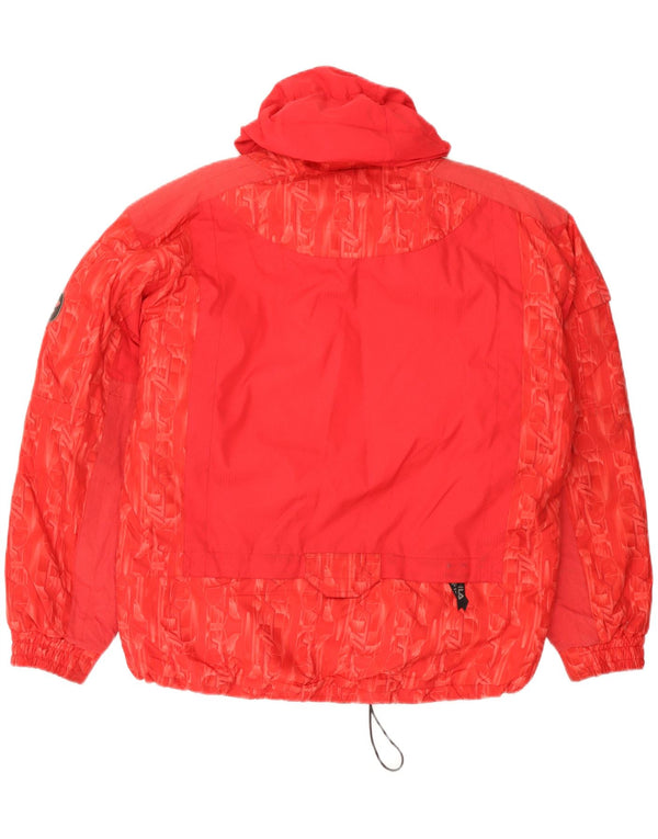Fila Mens Graphic Hooded Ski Jacket IT 48 XL Red Geometric Polyester