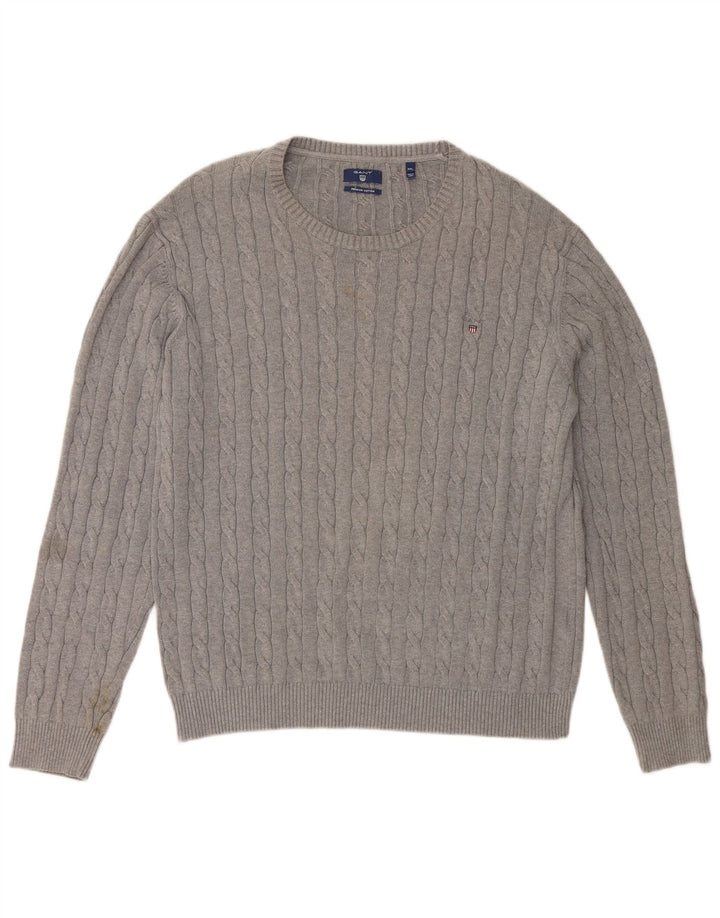 GANT Mens Crew Neck Jumper Sweater 3XL Grey Cotton