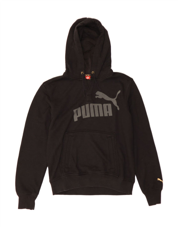 PUMA Mens Graphic Hoodie Jumper Medium Black Cotton Vintage Puma and Second-Hand Puma from Messina Hembry 