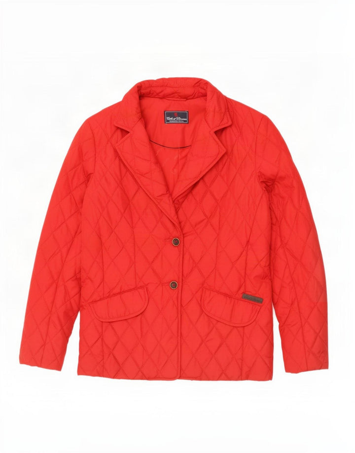 Conte of Florence Womens Quilted Jacket IT 42 Medium Red Polyamide