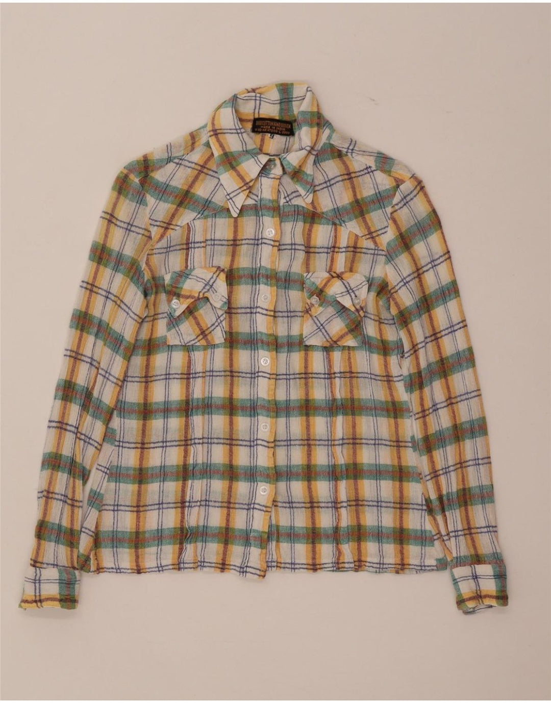 Vintage Womens Shirt IT 44 Medium Multicoloured Check Cotton