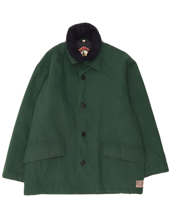 Vintage Mens Overcoat UK 38 Medium Green Polyester