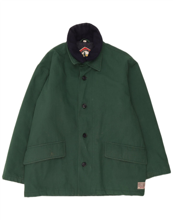 Vintage Mens Overcoat UK 38 Medium Green Polyester