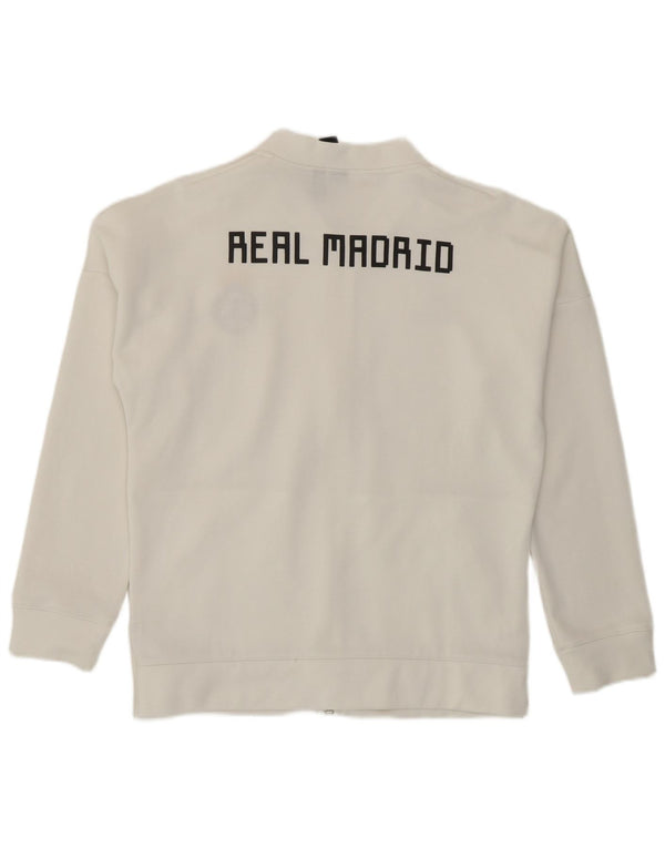 Adidas Boys Real Madrid Graphic Tracksuit Top Jacket 13-14 Years White