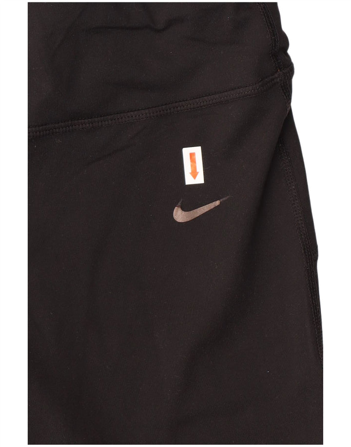 NIKE Womens Dri Fit Capri Leggings UK 14 Large  Black Polyester
