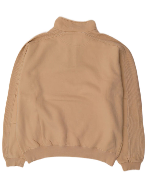 Champion Mens Zip Neck Sweatshirt Jumper XL Beige Cotton