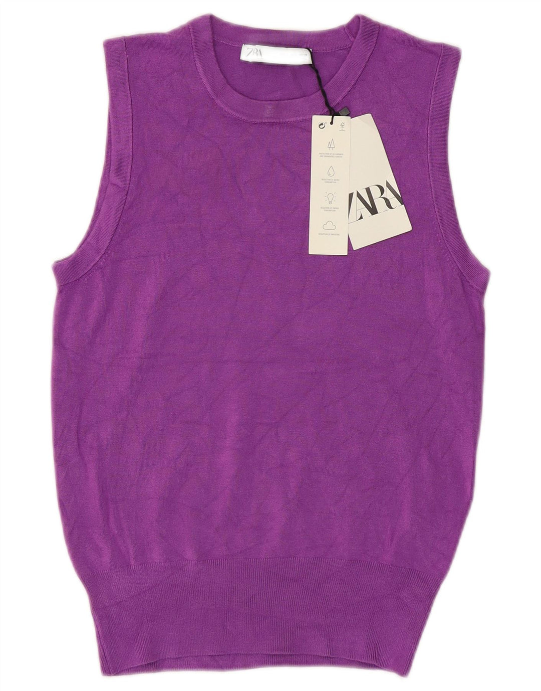 Zara Womens Vest Tank Top UK 10 Small Purple Viscose