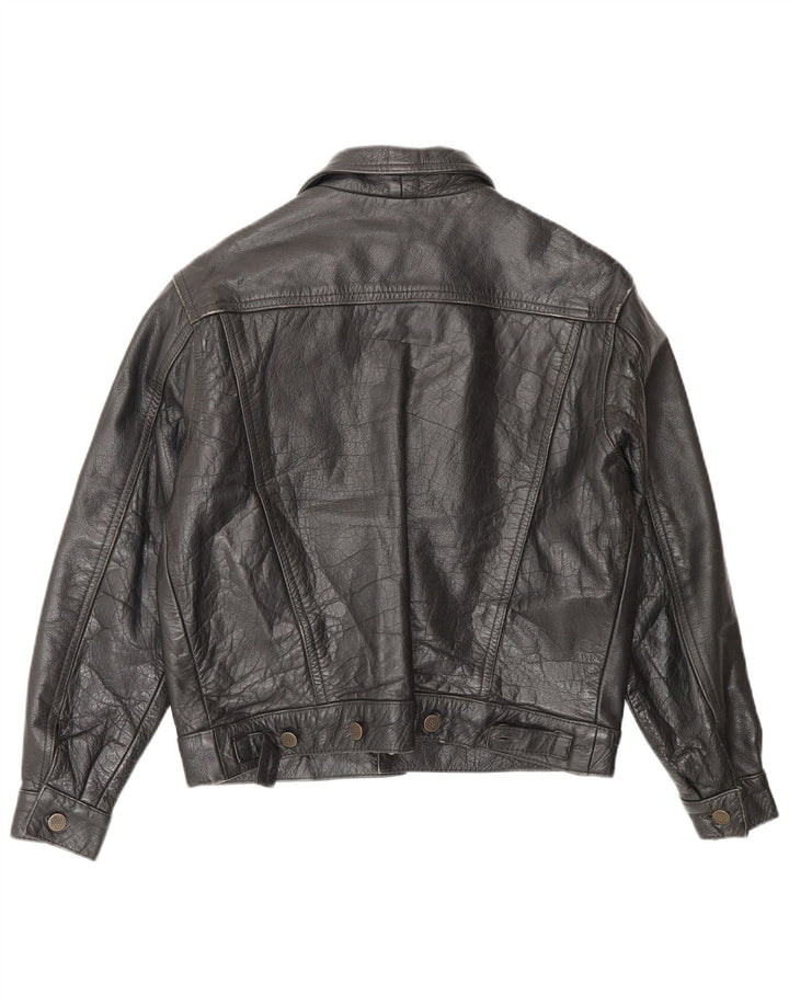 Vintage Womens Leather Jacket IT 42 Medium Black Leather