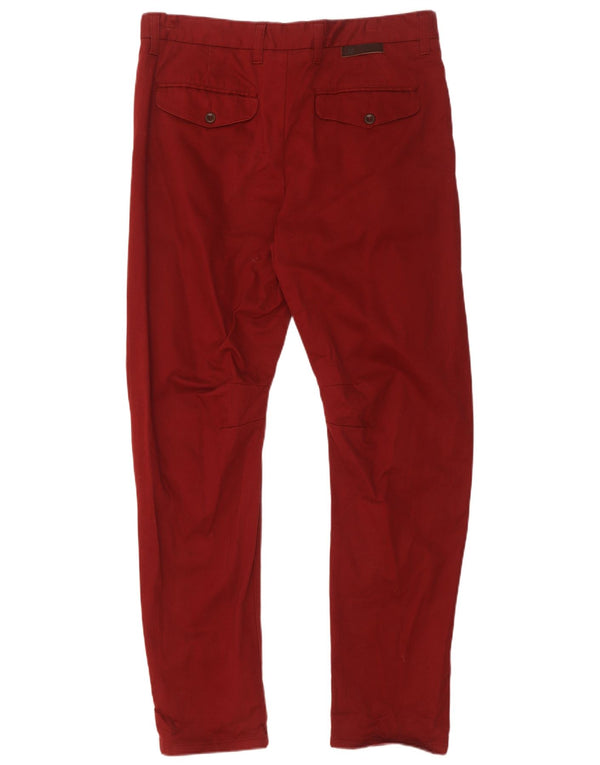 Zara Womens Pegged Casual Trousers EU 42 Large W32 L30 Red Cotton