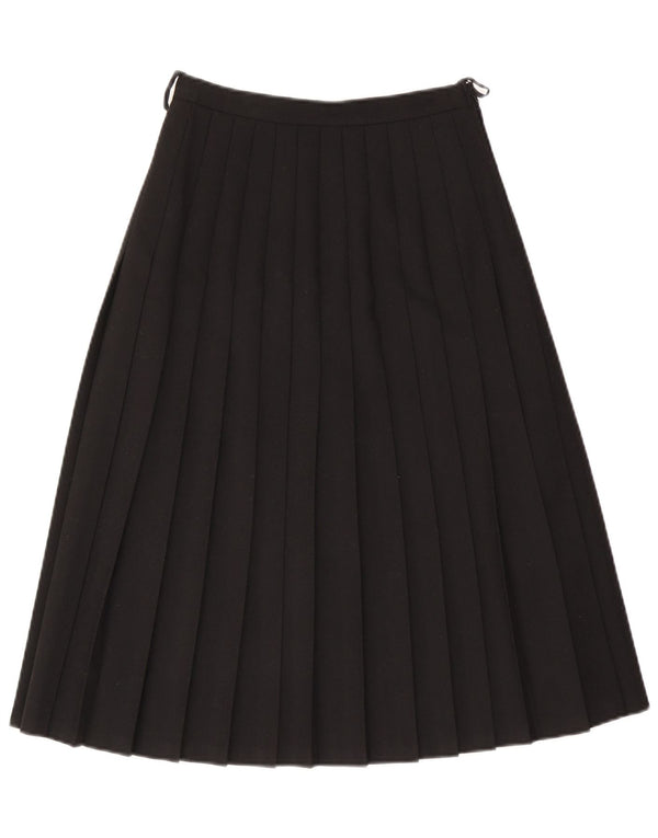 VINTAGE Womens High Waist Knife Pleated Skirt EU 40 Medium W26  Black Wool