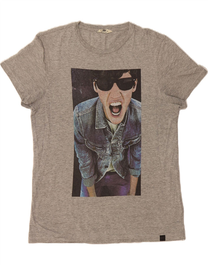 LEE Mens Graphic T-Shirt Top Medium Grey Cotton Vintage Lee and Second-Hand Lee from Messina Hembry 