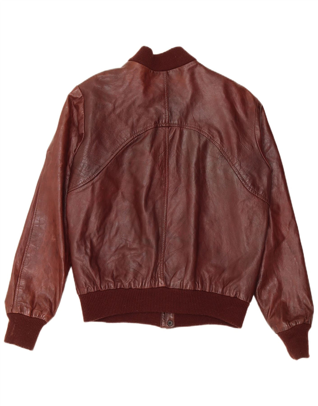 C&A Mens Leather Jacket UK 38 Medium Burgundy Leather