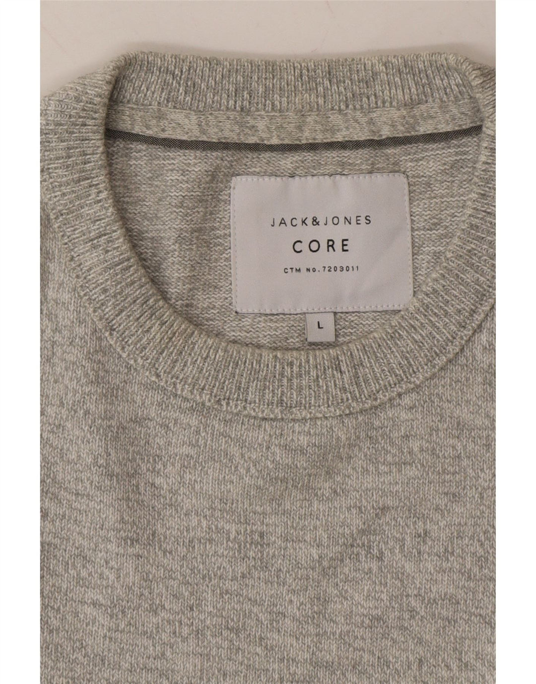 JACK & JONES Mens Core Crew Neck Jumper Sweater Large Grey Cotton Vintage Jack & Jones and Second-Hand Jack & Jones from Messina Hembry 