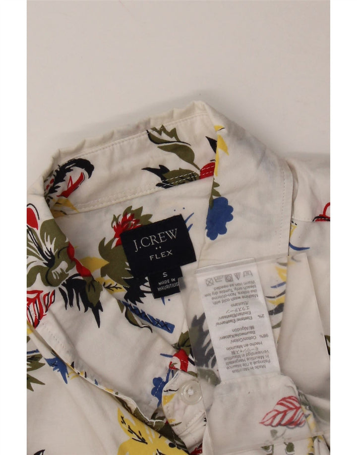 J. CREW Mens Flex Short Sleeve Shirt Small White Floral Cotton