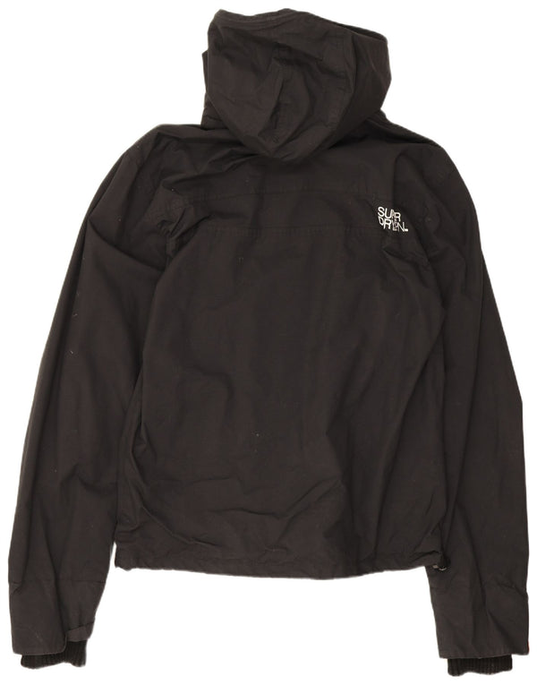 Superdry Mens Hooded Rain Jacket UK 38 Medium Black Nylon
