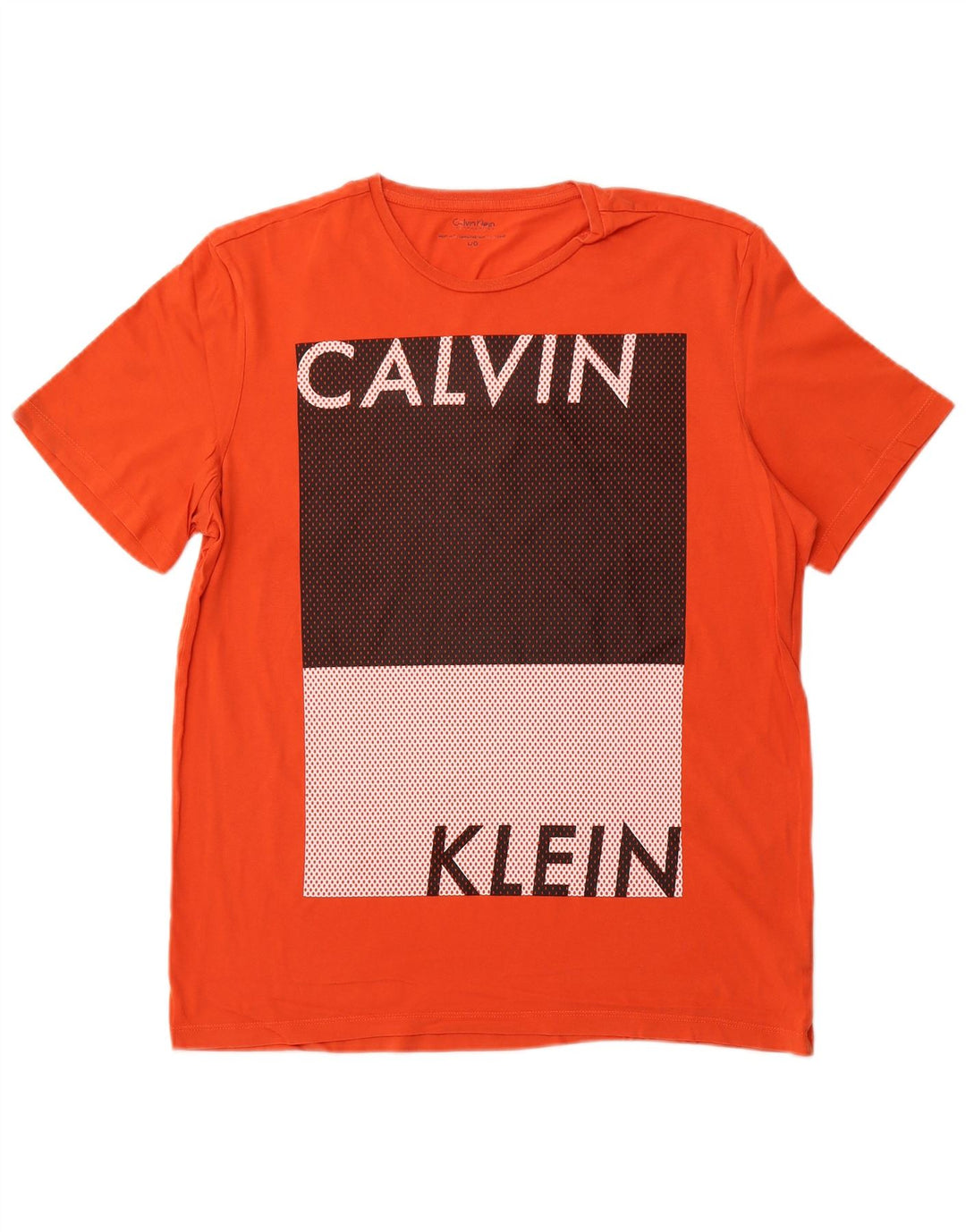 CALVIN KLEIN Mens Graphic T-Shirt Top Large Orange