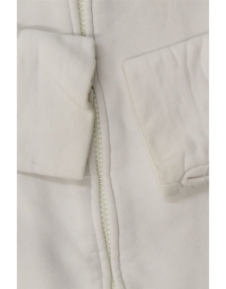 Bench Womens Crop Graphic Tracksuit Top Jacket UK 10 Small White Cotton