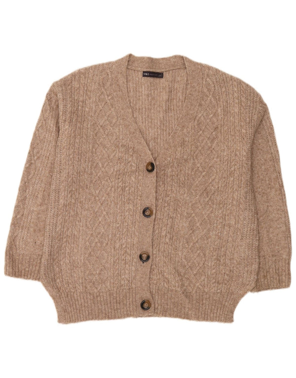 Marks & Spencer Womens Cardigan Sweater UK 14 Medium Beige Flecked