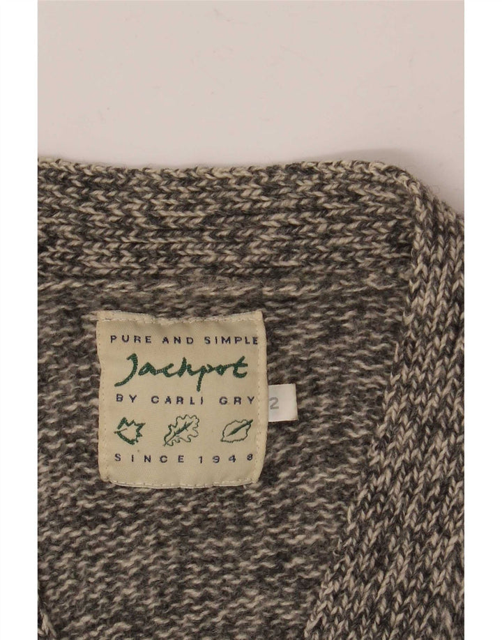 Jackpot Mens Cardigan Sweater Large Grey Flecked