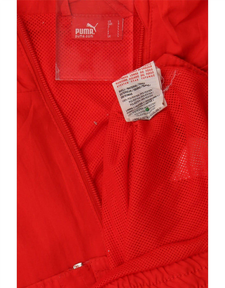 Puma Mens Tracksuit Top Jacket Large Red Colourblock Polyester