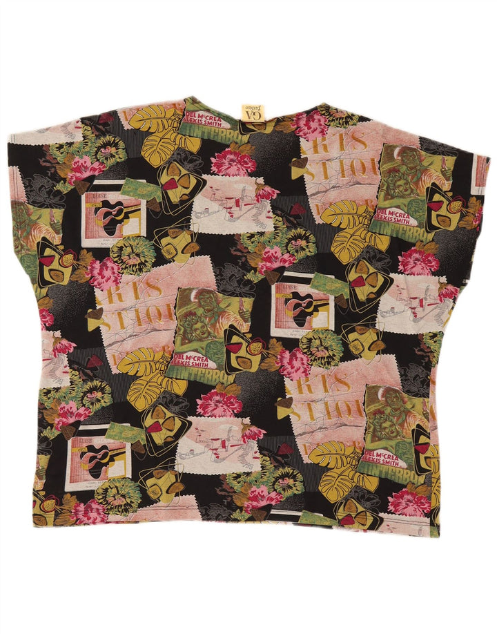 VINTAGE Womens Graphic T-Shirt Top EU 46 XL Multicoloured Cotton
