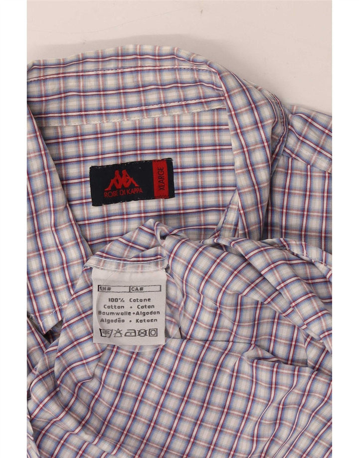Kappa Mens Short Sleeve Shirt XL Blue Check Cotton