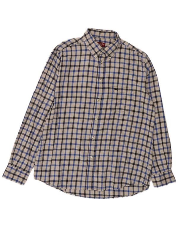 CARRERA Mens Regular Fit Flannel Shirt Large Blue Check Cotton