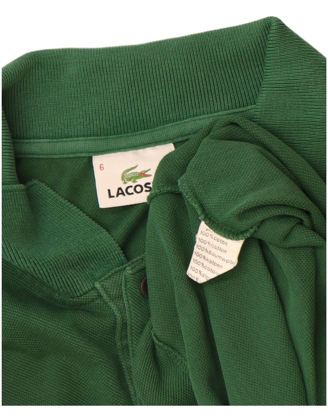 LACOSTE Mens Polo Shirt Size 6 XL Green Cotton