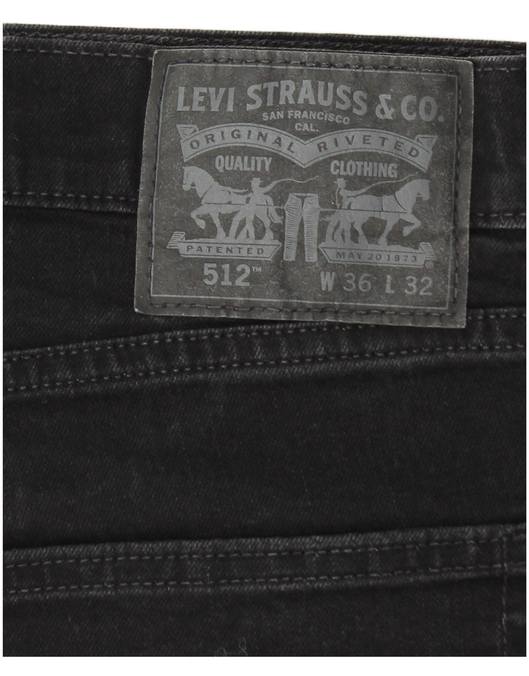 LEVI'S Mens 512 Slim Jeans W36 L32 Black Cotton