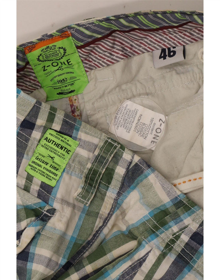 ZONE Mens Cargo Shorts IT 46 Small W32  Multicoloured Check Cotton