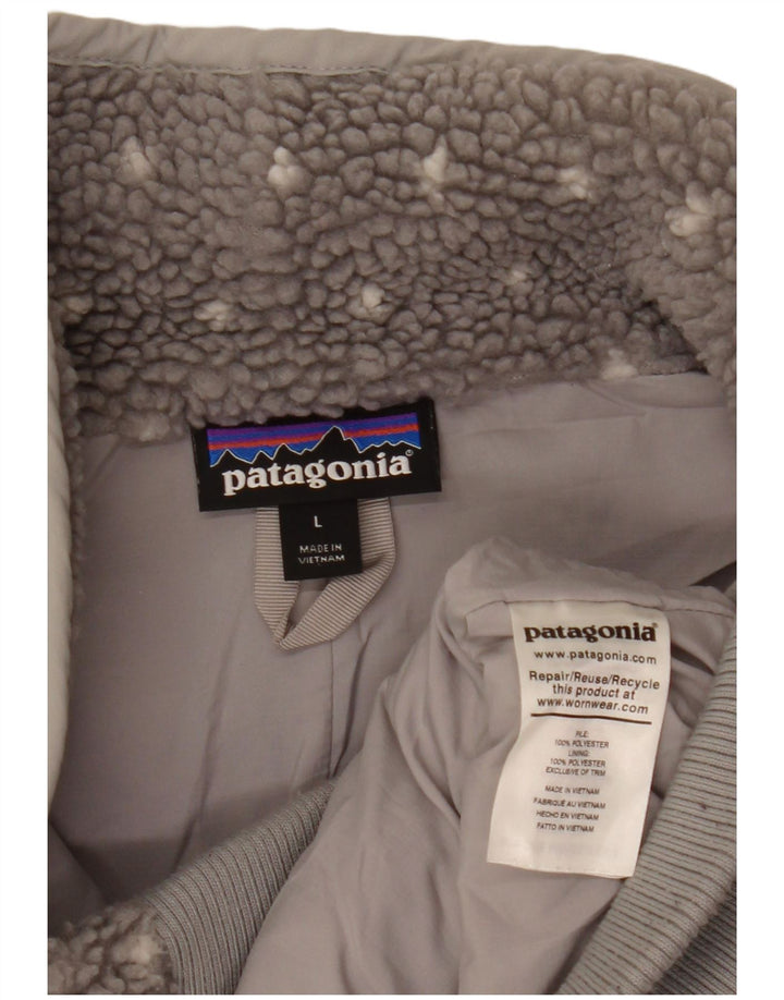 Patagonia Womens Fleece Jacket UK 16 Large Grey Spotted Polyester
