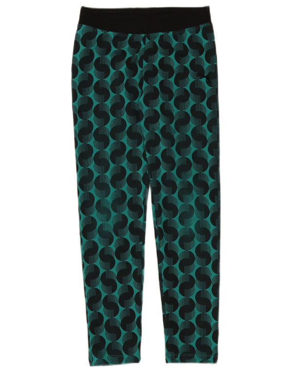 Puma Girls Leggings 9-10 Years Medium Green Geometric Polyester
