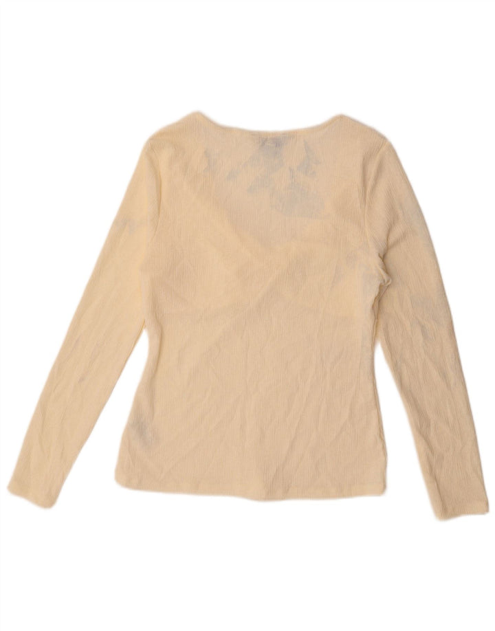 Marks & Spencer Womens Long Sleeve Blouse Top UK 14 Medium Beige Polyester