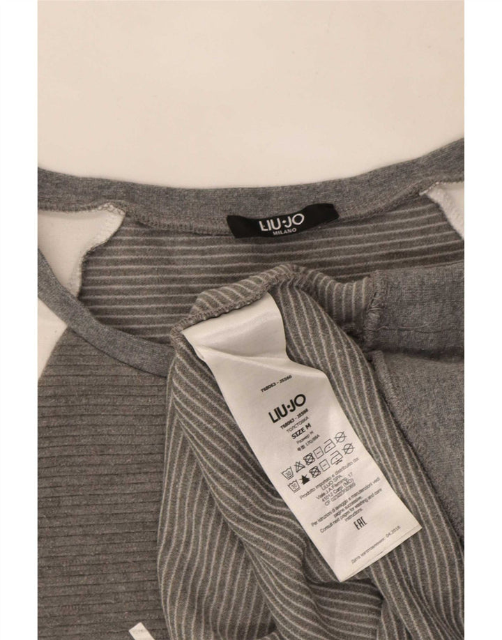 Liu Jo Womens Graphic Sweatshirt Jumper UK 14 Medium Grey Colourblock