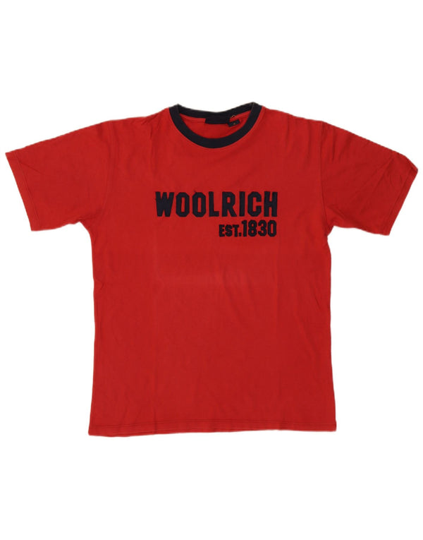 WOOLRICH Mens Graphic T-Shirt Top Medium Red Cotton