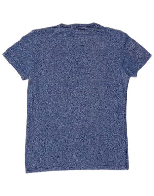 SUPERDRY Mens Graphic T-Shirt Top Small Blue Flecked Cotton