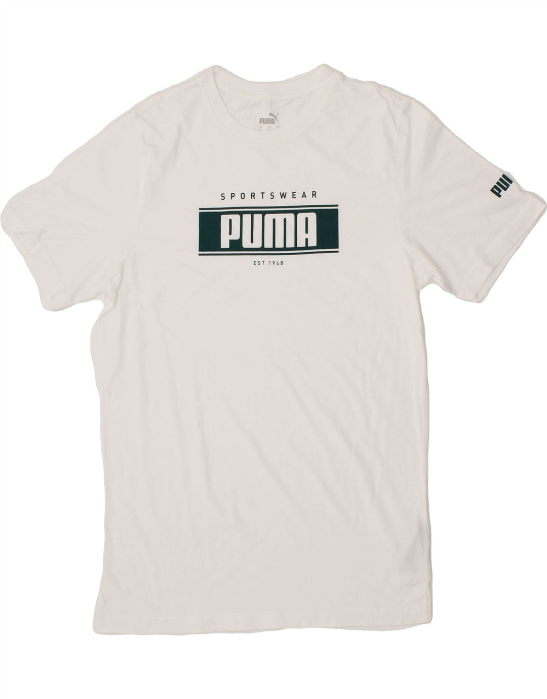 PUMA Mens Graphic T-Shirt Top Small White Cotton Vintage Puma and Second-Hand Puma from Messina Hembry 