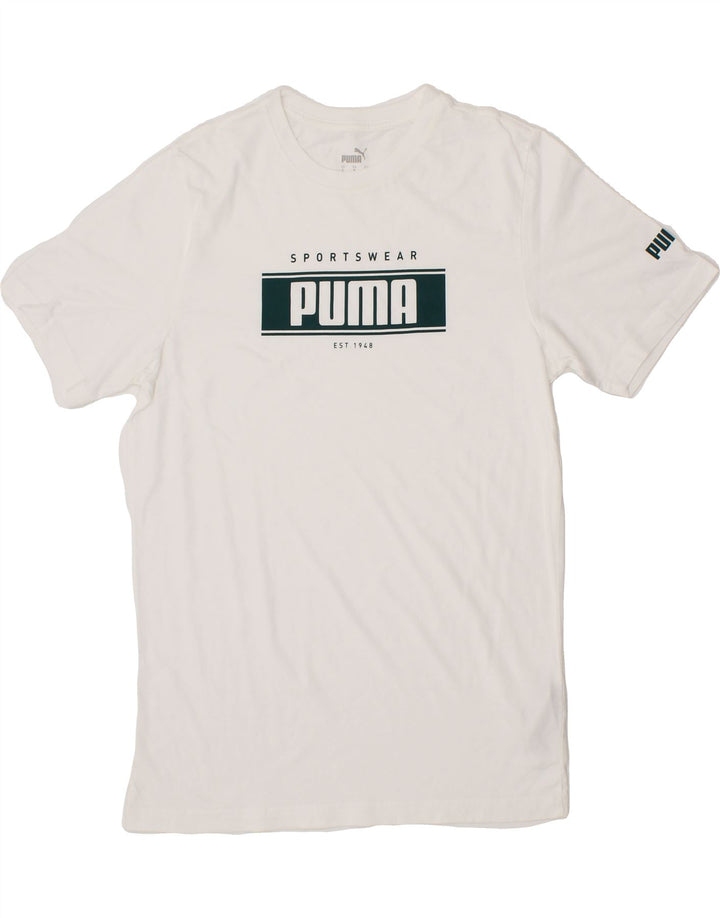 PUMA Mens Graphic T-Shirt Top Small White Cotton Vintage Puma and Second-Hand Puma from Messina Hembry 