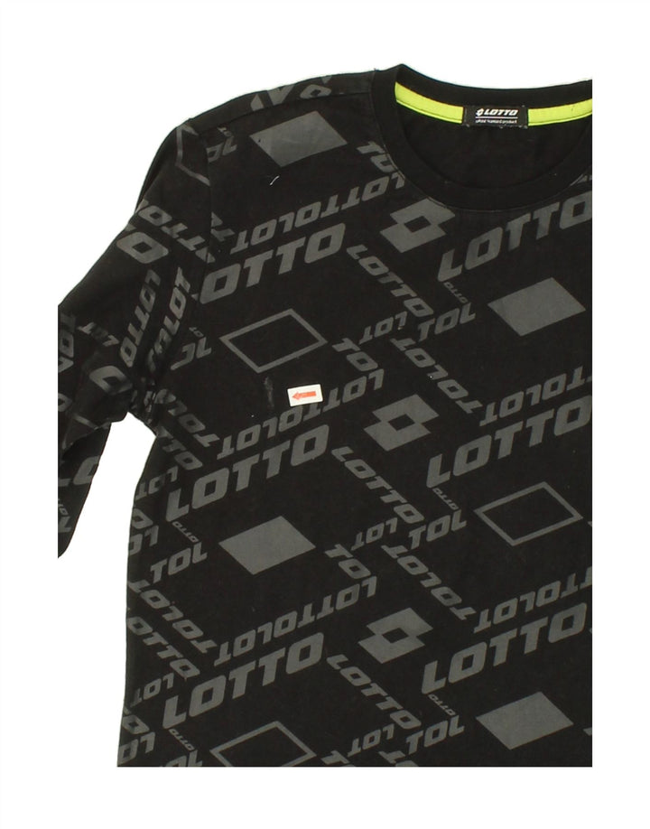 LOTTO Boys Abstract Pattern Graphic Top Long Sleeve 9-10 Years Black Vintage Lotto and Second-Hand Lotto from Messina Hembry 
