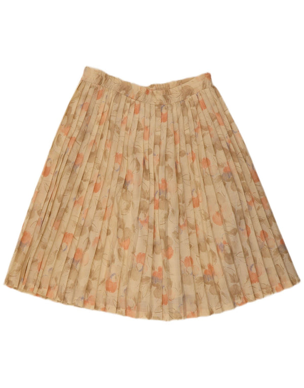 Crea Womens Knife Pleated Skirt W33 Large Pink Floral Virgin Wool