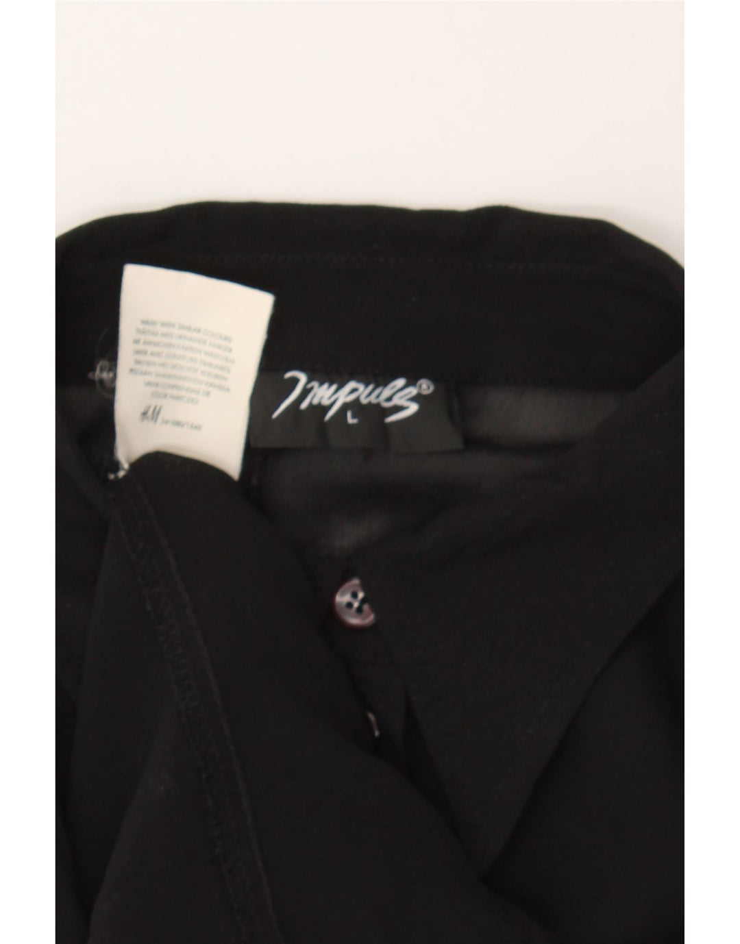 IMPULS Womens Shirt Blouse UK 16 Large Black Viscose Vintage Impuls and Second-Hand Impuls from Messina Hembry 
