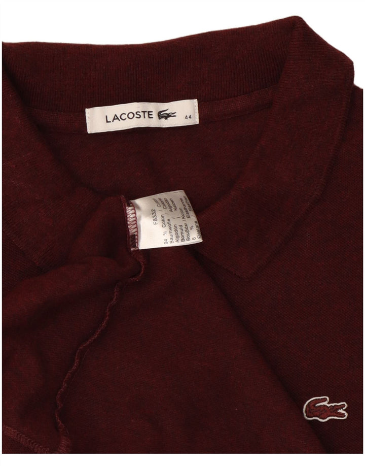 Lacoste Womens Polo Shirt Size 44 Large Burgundy Cotton