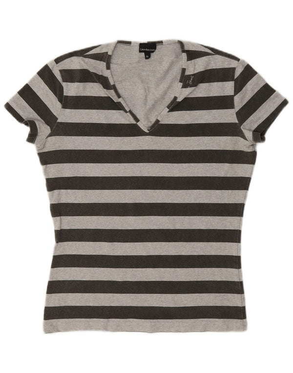 Calvin Klein Jeans Womens T-Shirt Top UK 18 XL Grey Striped