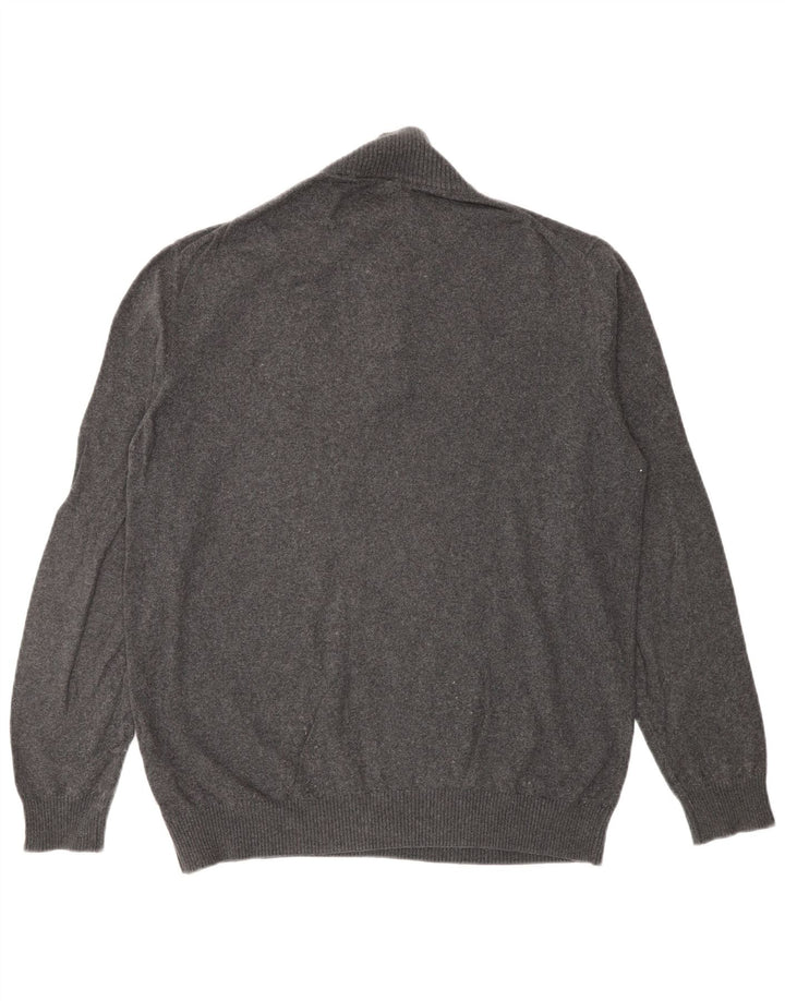 Lyle & Scott Mens Zip Neck Jumper Sweater Large Grey Cotton